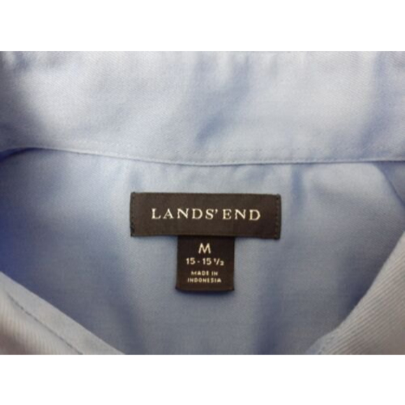 Lands End Men's Med. 15-15.5 Traditional Fit Short Sleeve Button Down Blue Shirt - Picture 4 of 6